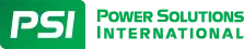 PSI Power Solutions International logo in green and white