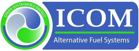 ICOM Alternative Fuel Systems logo with green and blue circular emblem