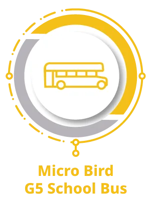 Micro Bird G5 School Bus icon with yellow line drawing of a small school bus