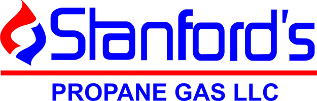 Stanfield's Propane Gas LLC logo in blue and red with stylized flame icon