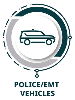 Police/EMT vehicles icon with line drawing of an emergency SUV