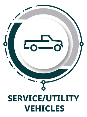 Service/utility vehicles icon with line drawing of a pickup truck