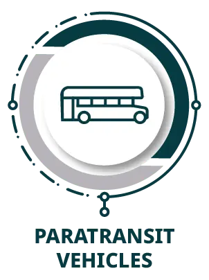 Paratransit vehicles icon with line drawing of a shuttle bus