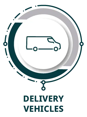 Delivery vehicles icon with line drawing of a cargo van
